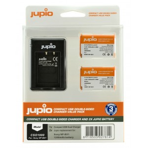 JUPIO Kit 2 batteries NP-BX1+ Chargeur double