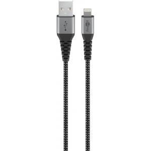 Câble Textile Lightning vers USB-A avec Connecteurs Métalliques, 1 m