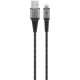 Câble Textile Lightning vers USB-A avec Connecteurs Métalliques, 2 m